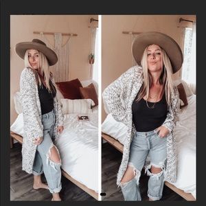 Soft Mohair Long Cardigan with Distressed Accents